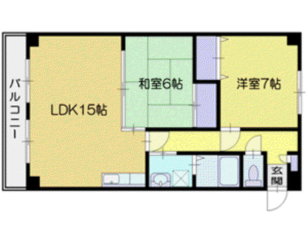 ウィンダムコート(2LDK/9階)の間取り写真