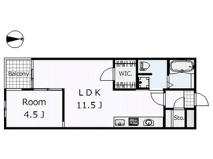 ラディファンス(1LDK/2階)の間取り写真