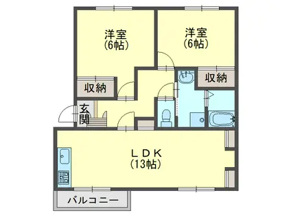 センチュリー北本荘(2LDK/3階)の間取り写真