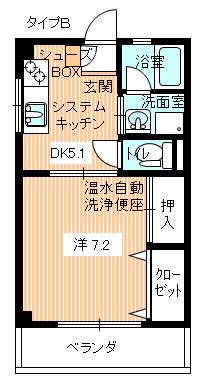 KSビル(1DK/2階)の間取り写真