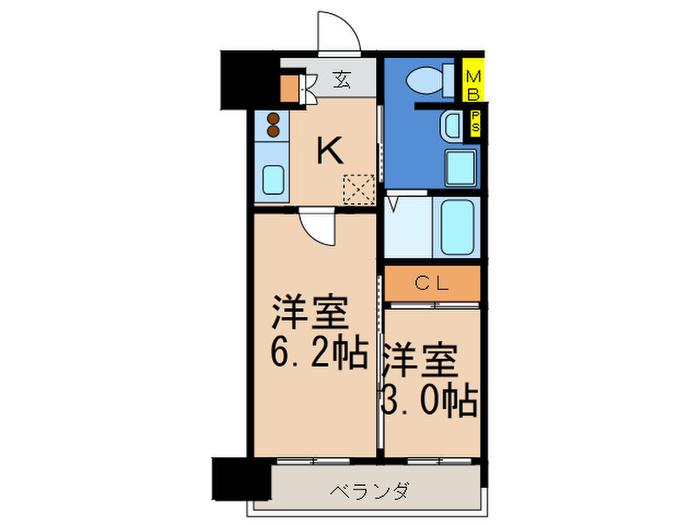 アメニティ香椎宮前(2K/7階)の間取り写真
