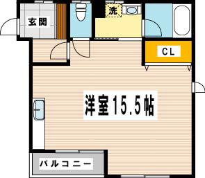 ベルベデール大門(ワンルーム/3階)の間取り写真