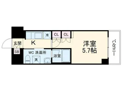 クレヴィスタ横浜関内(1K/4階)の間取り写真