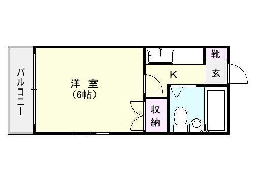 O N 1(1K/3階)の間取り写真