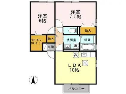 リビングタウン吉成B(2LDK/1階)の間取り写真