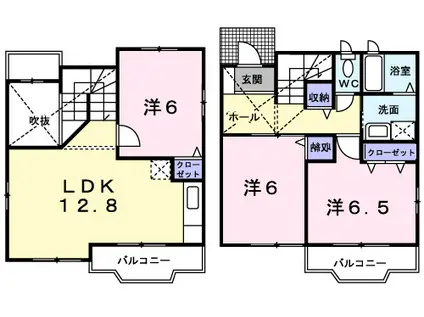 ユタカハイツ加賀田 A棟(3LDK/1階)の間取り写真
