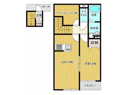 クレアージュ小中野A(1SLDK/2階)の間取り写真