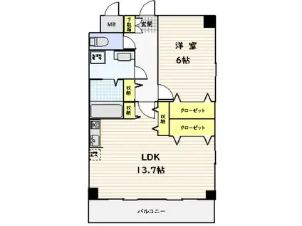 ING-K3 4階(1LDK/4階)の間取り写真