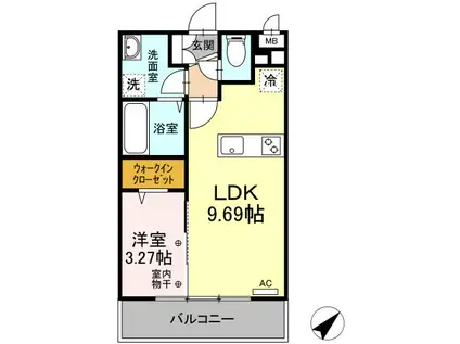 アイリスコート七右衛門(1LDK/2階)の間取り写真