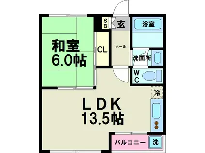 ケイオービル(1LDK/4階)の間取り写真