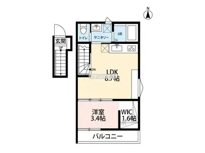 CREST(1LDK/2階)の間取り写真