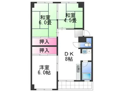 磯コーポ(3DK/2階)の間取り写真