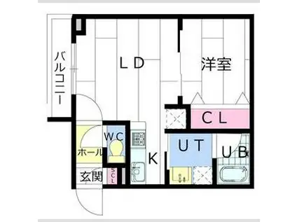 CARRERA環状通東(1LDK/4階)の間取り写真