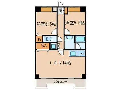 リンデンハイム赤塚(2LDK/4階)の間取り写真