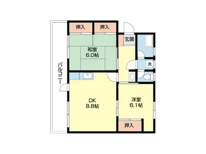 東都マンション(2DK/3階)の間取り写真