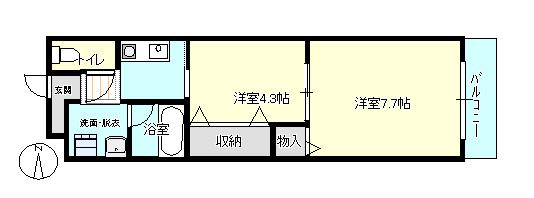 グランヴィスタ安倉(2K/5階)の間取り写真