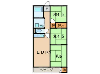 石坂マンション(3LDK/4階)の間取り写真