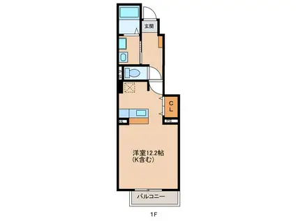 ベルコート(1K/1階)の間取り写真