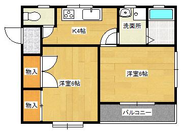 フローラ江波(2K/2階)の間取り写真