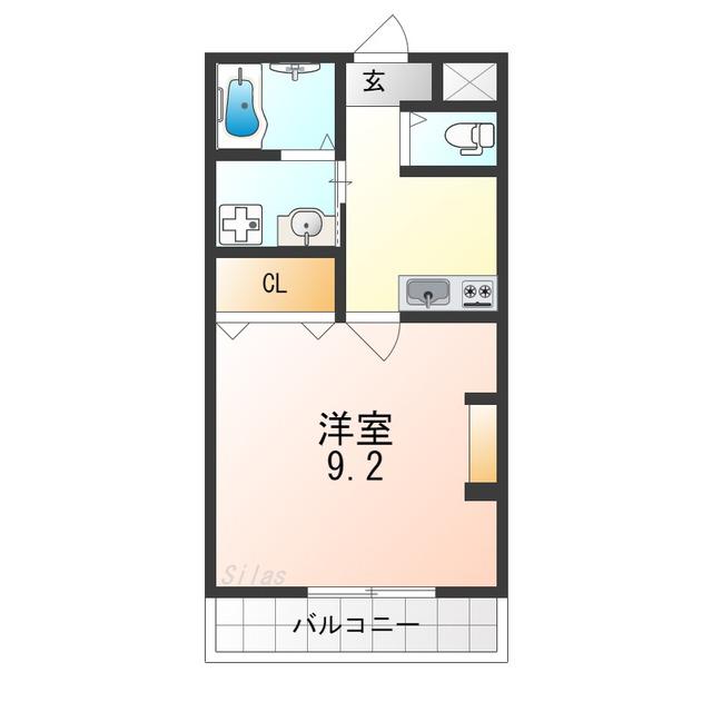 ジーイートワ(1K/3階)の間取り写真