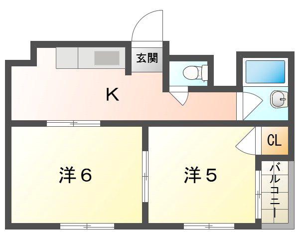 アールアイ八雲マンション(2K/3階)の間取り写真