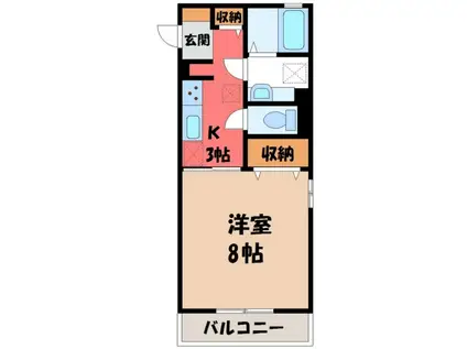 ラリュール(1K/1階)の間取り写真