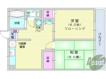 TOMATO B棟(2K/2階)の間取り写真