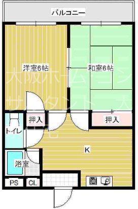 高安一番館(2DK/2階)の間取り写真