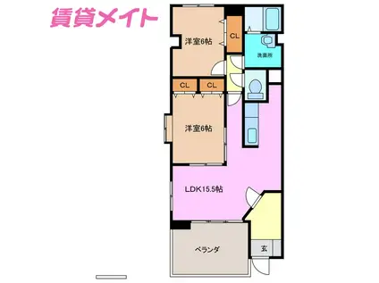 エスポワールII(2LDK/1階)の間取り写真