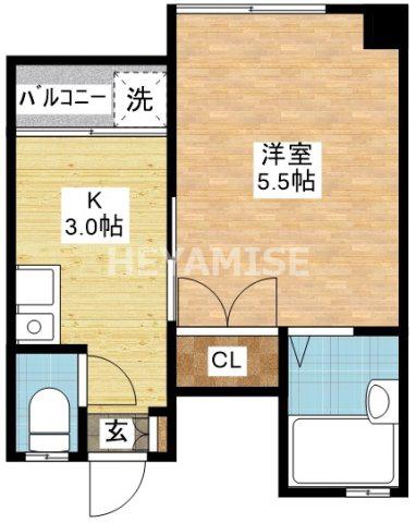 クレインコート東園(1K/3階)の間取り写真