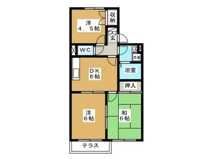 グランドールコスモ(3DK/1階)の間取り写真