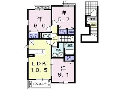ヴァン・ヴェール IV(3LDK/2階)の間取り写真