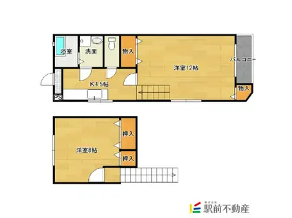 ユノソハイツ龍ヶ原(2K/2階)の間取り写真