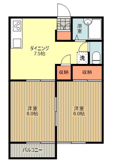 サンハイツ(2DK/1階)の間取り写真