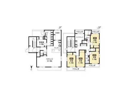 ハイツ下代田(1K/2階)の間取り写真