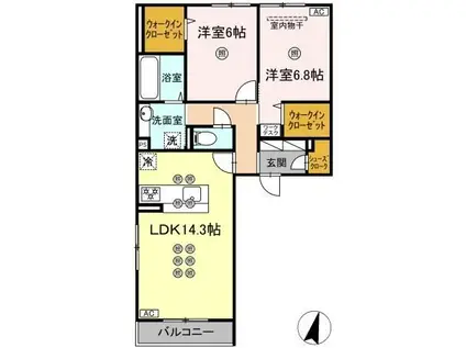 ガーデン ラピッズ(2LDK/3階)の間取り写真