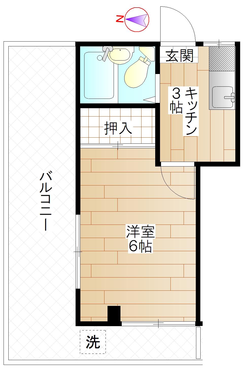 栃木屋コーポ(1K/3階)の間取り写真