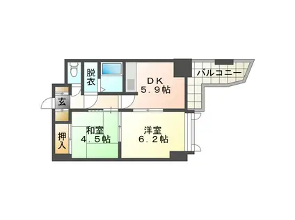 ライオンズマンション苫小牧錦町(2DK/4階)の間取り写真
