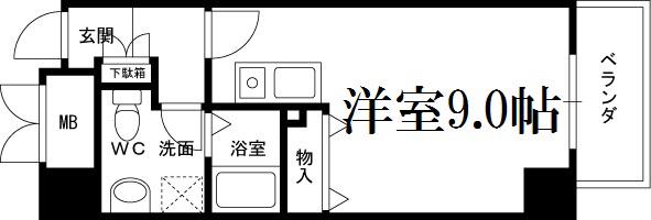 アクア福島(1K/3階)の間取り写真