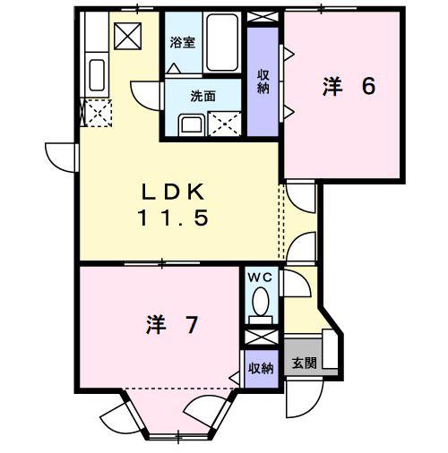 アンプレーヌC(2LDK/1階)の間取り写真