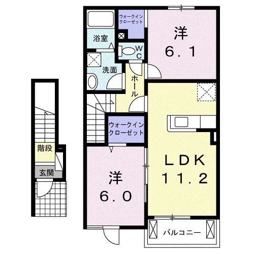 カーサグラートIII(2LDK/2階)の間取り写真