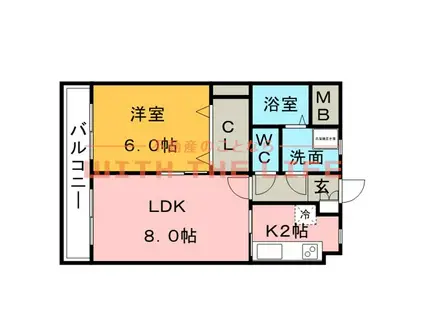 アーニスト新合川(1LDK/4階)の間取り写真