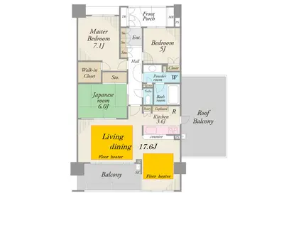 セントラルパーク・イーストE棟(3LDK/10階)の間取り写真