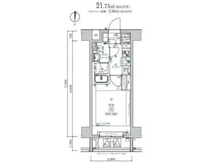 スクエアシティ横濱山手(1K/2階)の間取り写真