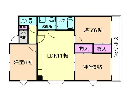 ベルエール池田(3LDK/2階)の間取り写真