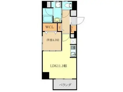 バンディエラ(1LDK/3階)の間取り写真