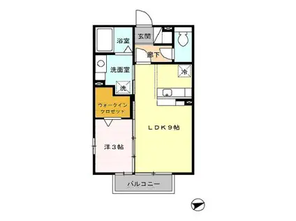 ドリーム・レセンテB(1LDK/2階)の間取り写真