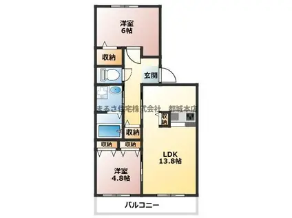 MIRACLE GARDEN(2LDK/3階)の間取り写真