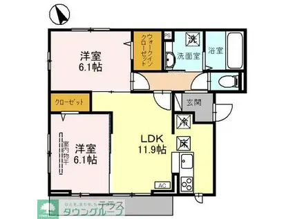 ドエルH(2LDK/1階)の間取り写真
