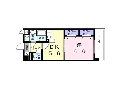 リバーハイツ石塚(1DK/3階)の間取り写真